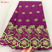 KC136 gros lafaya africain suisse Voile dentelle tissu dernier Lafaya nigérian dentelle broderie 100% coton Dubaï Style pour la fête