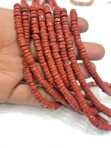 Perles de pierres précieuses de haute qualité pour la fabrication de bijoux, 17 pouces, jaspe naturel faceté, forme Heishi, taille 7-8 mm - Product Image 2