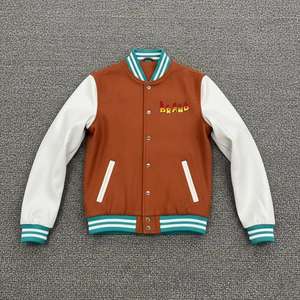 Veste universitaire pour homme, manches en cuir véritable et mélange de laine, coupe-vent, style Letterman, tailles XS-5XL - Product Image 3