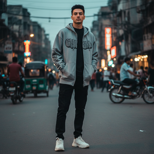 Rexfit Sports Unisex Acid Wash Zip Hoodie Premium Quality Embroidery Print Streetwear OEM Streetwear Full Zipper Hoodies OEM - Product Image 3