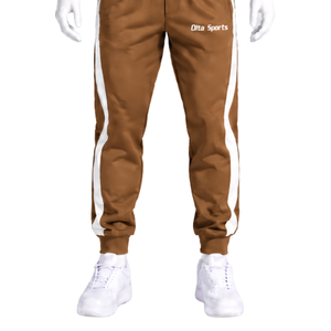 Ensemble de survêtement unisexe camel marron avec sweat-shirt à capuche et pantalon de jogging, rayures contrastées, pour le sport, l'entraînement, les loisirs et les activités athlétiques - Product Image 6