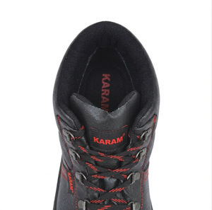 Zapatos de seguridad Workman Ankle de cuero negro con costuras rojas para aplicaciones aeroespaciales - Product Image 4