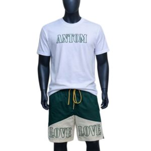 Nouvel ensemble t-shirt et short en coton personnalisé, sans taxes, avec logo brodé, col rond pour homme, ensemble t-shirt et short Dummer - Product Image 6