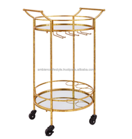 Chariot de bar en métal fait main, design haut de gamme, mini bar doré pour hôtels, bars et restaurants, par Ambience Lifestyle