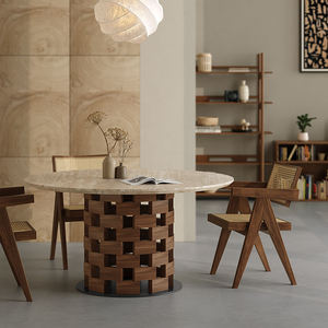 Mesa de Comedor Rectangular Moderna y Ecológica Daystar Trade con Cubierta de Madera de Nogal y Base de Acero Inoxidable |   Muebles para el Hogar de 4 Plazas - Product Image 3