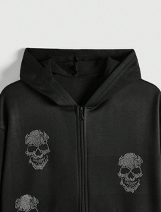 เสื้อฮู้ดดี้ผ้าฟลีซคอตตอน 100% คุณภาพสูง ระบายอากาศได้ดี ตกแต่งด้วยคริสตัล สำหรับฤดูหนาว แบบ unisex ราคาขายส่ง OEM - Product Image 6