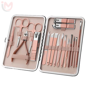 Ensemble de manucure et pédicure luxueux en acier inoxydable, 14 pièces, pour enfant, bébé, homme, femme, kit de soins de beauté professionnel durable avec sac - Product Image 1