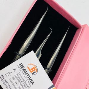 Pince à épiler d'extension de cils d'isolation fine en acier inoxydable de 14cm de marque personnalisée Outil à pointe pointue durable - Product Image 2