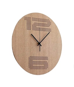 นาฬิกาติดผนังทำจากไม้สไตล์โมเดิร์นมินิมอลทรงกลมเจาะรูสร้างสรรค์ขนาดใหญ่12และ6ตกแต่งบ้านสำนักงานอย่างมีสไตล์ - Product Image 1