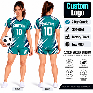 Wholesale Football Jersey & Nicker Soccer Uniform Custom Logo Sublimation Training <b>Kits</b> Polyester Football Uniform - Product Image 2