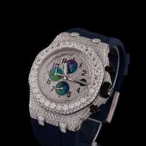 Bijoux noirs de l'océan A.P. Montre analogique à quartz de luxe en acier inoxydable résistant à l'eau 3BAR de 41 mm automatique Zambo Moissanite - Product Image 6