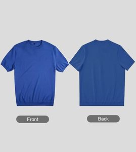 Camiseta de Manga Corta para Hombre, Cuello Redondo, Color Azul Sólido, Corte Regular, Informal, 100% Algodón Jersey, Transpirable, Personalizable - Product Image 4