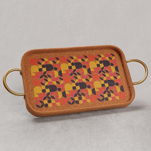 Bandeja Rectangular de Corcho para Servir con Asas Metálicas, Impresión UV Multicolor, Ecológica, Resistente al Calor y al Agua - Product Image 6
