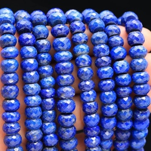 Perles en pierre précieuse naturelle Lapis Lazuli bleu AAA, facettées, forme rondelle, 7-13 mm, 13 pouces, pour la création de bijoux (vente en gros) - Product Image 5