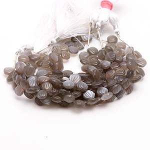 Perles de coquillages sculptées en pierre de lune grise naturelle, perles de pierres précieuses sculptées à la main, perles de pierre de lune percées sur le côté pour la fabrication de bijoux 9-10mm - Product Image 2