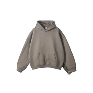 เสื้อฮู้ดสีเบจแบบยูนิเซ็กซ์ ทรงโอเวอร์ไซส์ ผ้าฝ้ายเฟรนช์เทอร์รี่ 100% สีพื้น สวมใส่สบายๆ สำหรับฤดูใบไม้ร่วง ระบายอากาศได้ดี มีกระเป๋า - Product Image 4