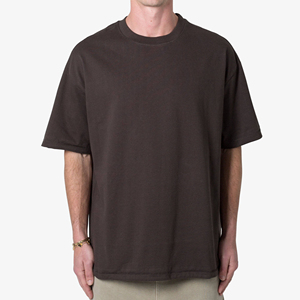 เสื้อยืดคอกลมแขนสั้นผู้ชายผ้าฝ้าย 300 GSM ทรงโอเวอร์ไซส์ สีพื้น สไตล์ลำลอง ขายส่ง - Product Image 6