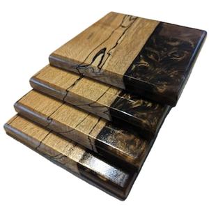 Lot de 4 sous-verres en résine époxy et bois à utiliser pour les ustensiles de cuisine et les accessoires de maison d'Inde aux meilleurs prix - Product Image 1