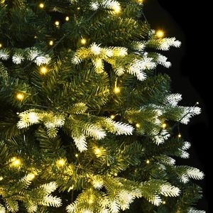 Sapin de Noël Artificiel Articulé en PVC, PE et Métal Vert et Blanc avec Élégantes Lumières de Noël Décoratives - Product Image 3
