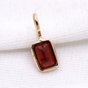 Wholesale 14K Yellow Gold Plated Natural Radiant Cut <b>Garnet</b> Bezel Set Solitaire <b>Pendant</b> Fine Jewelry Memoria Jewels - Product Image 3