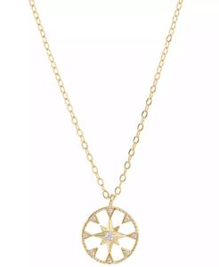 Collana a disco aperto con stella in zirconio cubico in argento Sterling placcato oro 14k, estensore 16 "+ 2" | Macacy's - Product Image 1