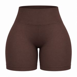 Shorts Deportivos Marrones para Mujer, Cintura Alta, Elásticos, para Gimnasio, Fitness, Running, Yoga, Entrenamiento, Ropa Deportiva - Product Image 1