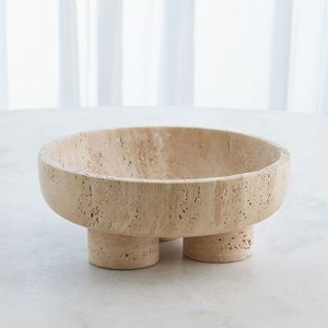 Custom Design <b>Travertine</b> Marble Bowl For Luxury Interior Decoration Dining <b>Table</b> And Kitchen Counter Styling - Product Image 1