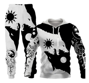 Ensemble de sweats à capuche pour hommes imprimés par sublimation, motif lion, style streetwear, collection printemps-hiver, vente en gros - Product Image 2