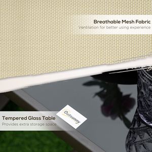 Set da 3 Pezzi per Esterni con Sedia a Dondolo in Acciaio e Tavolino con Piano in Vetro Temperato per Patio e Giardino - Product Image 5