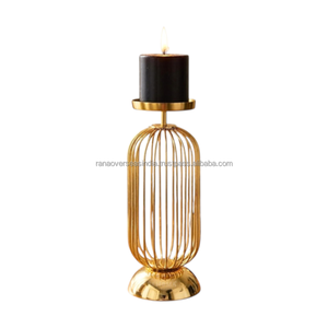Candelabro Moderno de Hierro Dorado, Portavelas Decorativo de Metal con Marco de Alambre para Decoración de Mesa en Hogar y Bodas - Product Image 2