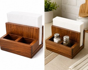 Handmade Mango Wood <b>Kitchen</b> Utensil <b>Caddy</b>: Farmhouse Organizer - Product Image 5