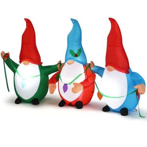 Decorazione Natalizia Gonfiabile in PVC Illuminata da 6,6 Piedi, Divertenti Tre Gnomi Elfi per Giardino, Decorazioni Gonfiabili Natalizie - Product Image 4