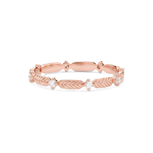 Bague de Fiançailles Personnalisable en Or Massif 9K 10K avec Diamant de Laboratoire Rond, Style Vintage Feuille, Bague Éternité Complète pour Anniversaire - Product Image 2