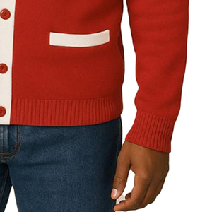 Ajoutez vos logos Delta personnalisés sur des cardigans rouges à col en V avec manches longues, tricotés, décontractés, unisexes, pour les sororités et les fraternités. - Product Image 5