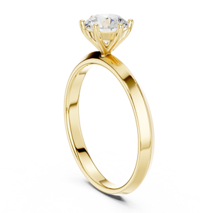 Bague de fiançailles solitaire en or jaune avec diamant rond taille brillant pour femme, style classique - Product Image 1