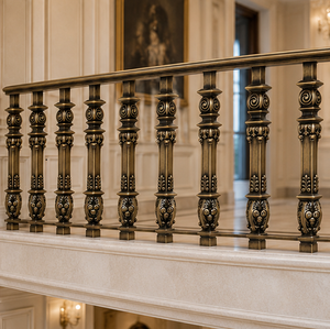 Rampe d'escalier en bronze à accent spirale pour hôtels de luxe, villas, escaliers et intérieurs architecturaux classiques - Product Image 4
