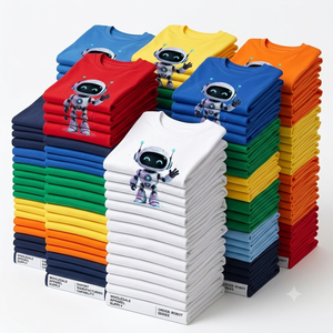 T-shirt en coton respirant à manches longues pour homme, imprimé avec un personnage de robot mignon, style décontracté, design de logo sur le devant - Product Image 6