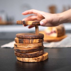 Stylish Wooden Coaster Bundle Solid Wood Drink Holders Rustic Tabletop Protection Decorative Home Accessories - Product Image 2