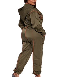 Conjunto de Dos Piezas para Mujer, Talla Grande, Chaqueta Cortavientos de Nailon Vintage con Cierre, Traje Deportivo Impermeable y Transpirable de Tela con Memoria, Traje Deportivo de Verano - Product Image 1