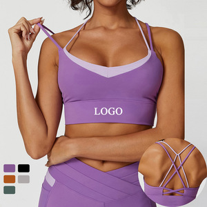 Sujetador Deportivo de Yoga con Doble Tirante Cruzado y Contraste de Color Personalizado, Soporte Medio, Secado Rápido, Transpirable, Antibacteriano, Ligero, Tallas Grandes - Product Image 5