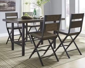 High Quality Modern Luxury Royal Eco-Friendly Durable Wood Carved Round 6-Seater <b>Dining</b> <b>Table</b> 4 Iron Chairs Restaurant Set - Product Image 1