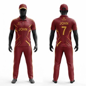 Uniforme de Cricket para Hombre, 160g, Malla de Poliéster de Secado Rápido, Color Naranja y Negro Sólido, Impresión Digital Personalizada con Logotipo del Equipo, Elite - Product Image 1