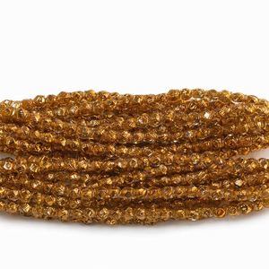 Perles de verre facettées dorées 4 mm, rondes, finition métallique pour la fabrication de bijoux, les projets d'artisanat et le montage de perles - Product Image 1