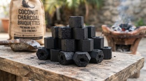 Briquettes de charbon de coco à combustion longue durée, fabriquées à la machine, 5400-7500 Kcal/kg, qualité supérieure pour barbecue en extérieur - Product Image 3