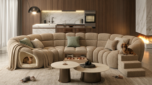 Divano Modulare Curvo Personalizzato con Cuccia per Animali, Arredamento di Lusso per Animali Domestici, Regalo, Divano Moderno per Soggiorno, Design OEM - Product Image 3