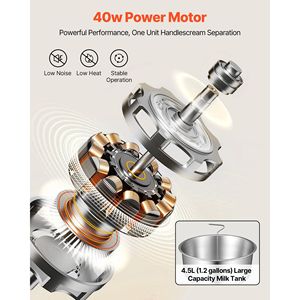 Separatore Elettrico per Crema di Latte 60L/H, 10500 Giri/Min, Macchina Centrifuga per Lavorazione Latticini in Acciaio Inox 304 per Latte di Capra e Mucca - Product Image 3