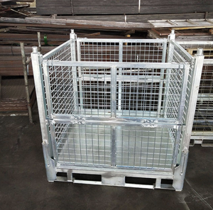 <b>Collapsible</b> Steel Wire Mesh Pallet Cage Folding Stackable Adjustable Waterproof Industrial Floor Warehouse <b>Storage</b> Stillage - Product Image 5