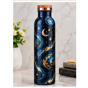 Bouteille d'eau en cuivre pur avec design galaxie cosmique, style bohème, portable pour les voyages - Product Image 1