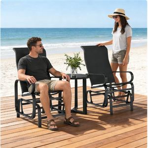 Set di Due Sedie a Sdraio Scorrevoli Nere per Arredamento da Esterno e Cortili - Product Image 1