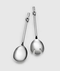 Service à salade de luxe en laiton finition miroir avec poignée en forme de feuille de branche, design personnalisé, grande taille, pour restaurants, couverts royaux - Product Image 4